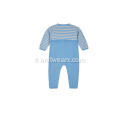 Barboteuse de pyjama bébé boutonné à rayures tricotée garçon fille